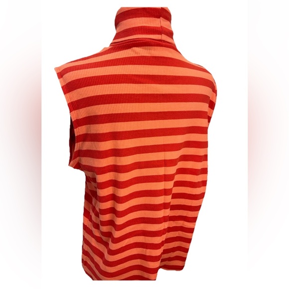 🆕St John’s bay ladies NWT red orange striped sleeveless ribbed pullover size XL - Picture 3 of 10